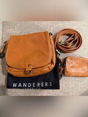 Wanderers Travel Co Salzburg Crossbody & Manhattan Wallet Leather Set EUC